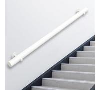 DMCHENGMA Main Courante en Bois Blanc-Kit Complet-Barre de Support Murale Facile à Installer, Rampe d'escalier Ronde avec Supports(110cm)