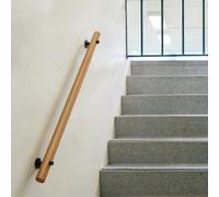 DMCHENGMA Main Courante en Bois pour escaliers intérieurs, Main Courante Murale avec Supports métalliques, Barre d'appui d'escalier sans barrière(240cm)