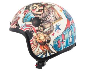 DMD Retro Circus Casque Jet Beige/Bleu/Noir XL unisex