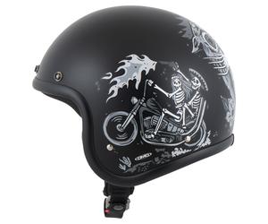 DMD Retro Ghost Rider Casque Jet Mat/Noir/Blanc XL unisex