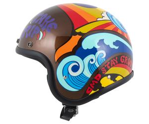 DMD Retro Trip Casque Jet Marron/Bleu L unisex