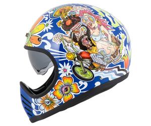 DMD Seventyseven Flower Power Casque Intégral Bleu/Jaune/Orange/Rouge XL unisex