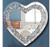 DMDFIRST Crystal Crush Diamond Miroir argenté en Forme de cœur pour décoration Murale, 50,8 x 50,8 x 2,5 cm, décoration Murale, Miroir sans Cadre, décoration Diamant Acrylique.