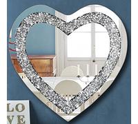 DMDFIRST Crystal Crush Diamond Miroir argenté en Forme de cœur pour décoration Murale, 61 x 61 x 2,5 cm, décoration Murale, Miroir sans Cadre, décoration Diamant Acrylique.