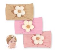 DmDoyy Bandeau Bébé Fille, bandeau cheveux fille, Bebe Fille Arc élastiques,Bébés Coffret Cadeau, 3 PCS