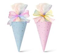 DmDoyy Lot De 2 Sacs Cadeaux, Sacs Cadeaux Pour L'école Premier Jour À L'école Cône D'école Petit Sac Cadeau, Cadeau, Pour Garçons Et Filles (Bleu, Rose)