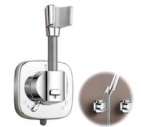 DmDoyy Support Pommeau De Douche Ventouse, Rotatif À 360° Universel Avec Crochet, Chromé, Argent