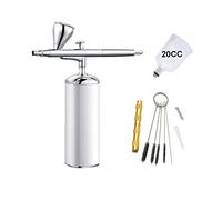 DMETE Aérographe portable avec compresseur Set multi-fonctionnel Coffre-fort de grande capacité Coupe d'encre pistolet nettoyage bronzage sans soleil Soufflage pratique(Part C White)