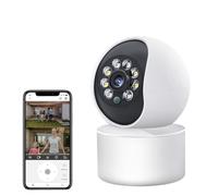 DMETE Caméra 5MP Double Objectif sécurité Vision Nocturne caméras de Surveillance Couleur AI Suivi Humain Automatique caméra vidéo intérieure Installation Facile(5MP Camera Add 128GB)