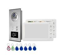 DMETE Interphone vidéo for 2, 3 ou 4 Appartements avec déverrouillage par Carte RFID, système de visiophone 7 Pouces à 4 Fils Notifications en Temps réel(2 Unit Intercom Set)