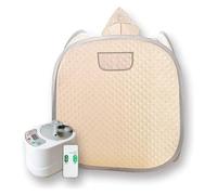 DMETE Kit de Sauna Portable for Une Personne, Tente de Chapeau de Spa for Tout Le Corps à la Maison, Comprenant Un cuiseur Vapeur de 2 L avec télécommande pour la détente(Champagne)