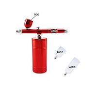 DMETE Kits d'aérographe Double action avec Compressor Makeup Foundation Wireless Label privé Personnel multifonctionnel Soufflage pratique(Part C Red)