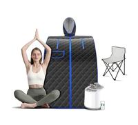 DMETE Tente à Vapeur Sauna Portable avec Chaise Pliable Incluse, Bain Spa à Domicile 1000W 2L facilite l'insomnie pour la détente