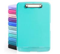 DMFLY Porte-bloc avec rangement, porte-bloc robuste avec porte-stylo, porte-bloc en plastique A4 avec compartiment, peut contenir plus de 6 crayons et plus de 200 feuilles, porte-bloc solide avec clip