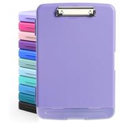 DMFLY Porte-bloc avec rangement, porte-bloc robuste avec porte-stylo, porte-bloc en plastique A4 avec compartiment, peut contenir plus de 6 crayons et plus de 200 feuilles, porte-bloc solide avec clip