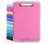 DMFLY Porte-bloc avec rangement, porte-bloc robuste avec porte-stylo, porte-bloc en plastique A4 avec compartiment, peut contenir plus de 6 crayons et plus de 200 feuilles, porte-bloc solide avec clip