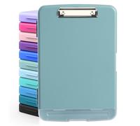 DMFLY Porte-bloc avec rangement, porte-bloc robuste avec porte-stylo, porte-bloc en plastique A4 avec compartiment, peut contenir plus de 6 crayons et plus de 200 feuilles, porte-bloc solide avec clip