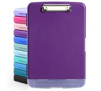 DMFLY Porte-bloc avec rangement, porte-bloc robuste avec porte-stylo, porte-bloc en plastique A4 avec compartiment, peut contenir plus de 6 crayons et plus de 200 feuilles, porte-bloc solide avec clip