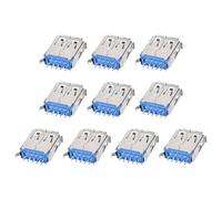 DMiotech 10Pcs Connecteur de Prise Femelle USB 3.0 de Type A Micro 9 Broches Adaptateur de Prises Jack 180 Degrés 1,5A 30V Ensemble Connecteurs Jack pour Soudure Téléphone Réparation USB