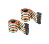 DMiotech 2 Paquet 26 Broches IDC Fil Plat Arc-en-ciel Ruban Câble 18,9 pouce 2,54 cmm Pas Type C Plaque Pain Cavalier Fils pour Ordinateur Audio Systèmes