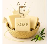 dmiRaz Savon naturel au lait d'ânesse (Donkey Milk Soap) anti-âge avec vitamine E, A, C - Savon traditionnel fait à la main - 150 g