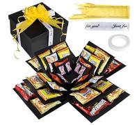 DMJJSD Lot de boîtes à explosion à 5 couches avec ruban, autocollants, nœuds - Noir - Pour Noël, jubilé, Saint-Valentin, mariage