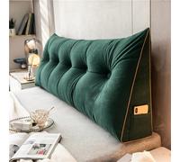 DMJLI-T Coussin de Lecture pour Tête de Lit Grand Coussin de Soutien en Forme de Cale pour Tête de Lit Oreiller Triangulaire Coussin Coin avec Housse Amovible et Lavable,180×50×20cm-Verde