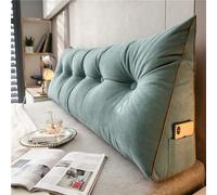 DMJLI-T Coussin de Lecture pour Tête de Lit Grand Coussin de Soutien en Forme de Cale pour Tête de Lit Oreiller Triangulaire Coussin Coin avec Housse Amovible et Lavable,100×50×20cm-Verde Chiaro