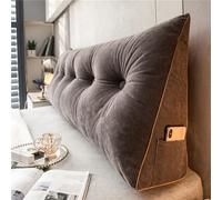 DMJLI-T Coussin de Lecture pour Tête de Lit Grand Coussin de Soutien en Forme de Cale pour Tête de Lit Oreiller Triangulaire Coussin Coin avec Housse Amovible et Lavable,200 × 50 × 20 cm-Marrone