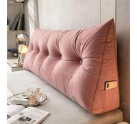 DMJLI-T Coussin de Lecture pour Tête de Lit Grand Coussin de Soutien en Forme de Cale pour Tête de Lit Oreiller Triangulaire Coussin Coin avec Housse Amovible et Lavable,150×50×20cm-Rosa