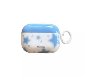 DMJSWY Compatible avec AirPods 4/Pro 2 Coque mignonne étoile bleue avec verrou pour femmes et filles Coque de protection en TPU souple antichoc (pour AirPods 4)