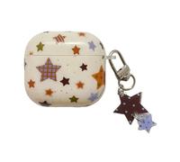 DMJSWY Coque étoile mignonne pour AirPod 4, coque de protection antichoc avec sangle et porte-clés, compatible avec AirPods 4e génération, pour femmes et filles (pour AirPod 4)