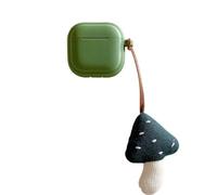 DMJSWY Coque pour Apple AirPods Pro 3, coque pour fille et femme avec porte-clés en forme de champignon en peluche, coque de protection en silicone souple pour Apple iPod Pro 3e génération (vert)