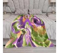 DMKZDSNH Couverture en flanelle à motif tourbillon marbré violet et vert (150 × 200 cm)