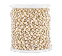 DMLAYHP Chaine Acier Inoxydable Chaînes de Perles Blanches en Acier Inoxydable de 2 mètres, Largeur 3 mm, for la Fabrication de Colliers, de Bijoux et de Bracelets(Gold)