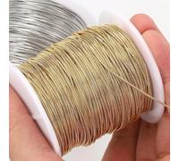 DMLAYHP Chaine Acier Inoxydable Chaînes Rondes en Acier Inoxydable de 2 mètres (0,9 mm et 1,2 mm) for la Fabrication de Colliers, Bracelets et Bijoux DIY(Gold 0.9mm)