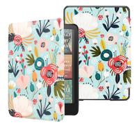 DMLuna Case for 7" Kindle Paperwhite (12th Generation) 2024 Model:SA569P / Kindle Colorsoft Signature Edition (1st Gen), PU Leather, Lightweight Water-Safe Cover with Auto Sleep Wake, Hill Flower