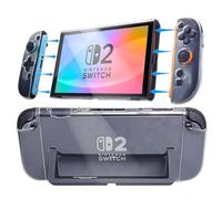 DMluna Dockable Clear Case for Nintendo Switch 2, VANJUNN 3 in 1 Protective Case Cover for Switch2 and Joy-Con Controller with Clear Grip Cover Shock-Absorption, Crystal