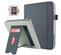 DMLuna Étui pour 7" Kobo Libra Colour Model:N428 2024 / Libra 2 Model:N418 2021, Fonction Veille/Réveil Automatique, Support Intégré, Emplacements pour Cartes, Dragonne, Noire