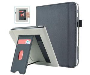 DMLuna Étui pour 7" Kobo Libra Colour Model:N428 2024 / Libra 2 Model:N418 2021, Fonction Veille/Réveil Automatique, Support Intégré, Emplacements pour Cartes, Dragonne, Noire