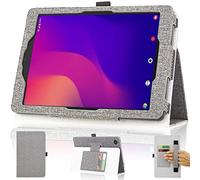 DMLuna Étui pour tablette Alcatel Joy Tab 2 2020 - En cuir synthétique de qualité supérieure - Avec dragonne et porte-cartes - Gris