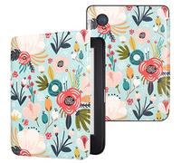 DMluna Étui Slimshell pour Kobo Clara Colour/ BW/ 2E, Tolino Shine Colour/Shine 5/4, Coque de Protection Magnétique avec Fonction de Plume de Sommeil de Réveil Automatique, Fleur de colline