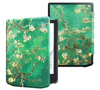 DMluna Étui Slimshell pour Pocketbook Verse/Verse Pro/Color/Lite, Coque de Protection Magnétique avec Fonction de Plume de Sommeil de Réveil Automatique, Fleur