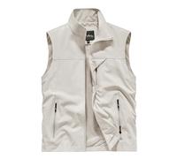 Dmmtot Gilet d'hiver léger et coupe-vent pour homme - Veste sans capuche sans manches avec poches à fermeture éclair - Veste de randonnée, de pêche, veste de rugby grande taille M-6XL, blanc 1, M