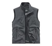 Dmmtot Gilet d'hiver léger et coupe-vent pour homme - Veste sans capuche sans manches avec poches à fermeture éclair - Veste de randonnée, de pêche, veste de rugby grande taille M-6XL, Gris 1, M