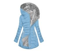 Dmmtot Manteau en duvet pour femme - Parka doublée Sherpa - Manteau d'hiver chaud à capuche épais - Veste coupe-vent longue avec poches - Veste trench en polaire de qualité supérieure - Manteau
