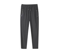 Dmmtot Pantalon de jogging respirant en soie glacée grande taille pour homme - Pantalon long léger et fin - Pantalon de cyclisme avec cordon de serrage et poches zippées - Taille L-8XL, gris, 8XL