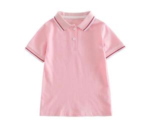 Dmmtot Polo d'été décontracté à manches courtes pour garçons et enfants - Coupe ample - Joli t-shirt d'anniversaire - Col rabattable - Pour les sorties - Âge 2 à 16 ans, #01Rose, 2-3 ans