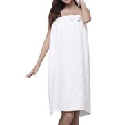 Dmmtot Robe de pyjama pour femme - Bustier uni - Couleur unie - Taille élastique - Robe de spa sexy - Coton polaire - Léger - Fin et doux - Robe de nuit une pièce - Taille unique, blanc 1, Taille