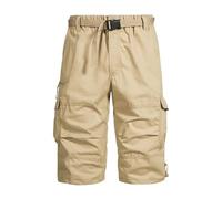 Dmmtot Short cargo décontracté pour homme - Pantalon court utilitaire durable et confortable - Design plissé uni - Pantalon de qualité supérieure - Vêtements pour hommes - Taille M-5XL, kaki, 5XL